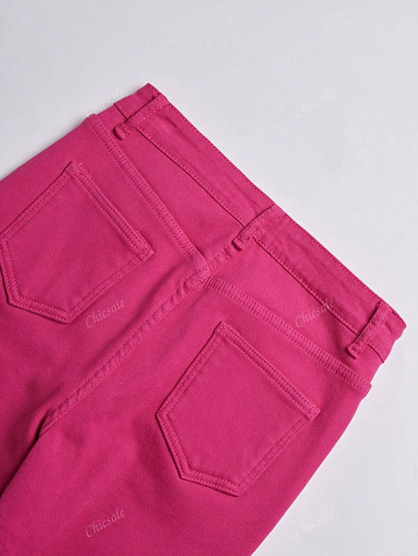 Pantalones ajustados, lineales y elegantes con botones y presillas para el cinturon, con forro termico y elasticos para mujer