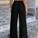 Pantalones casuales anchos de pierna ancha con cintura alta y pliegues para mujeres