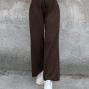 Cottnline pantalones informales minimalistas con nudo delantero de unicolor de algodon