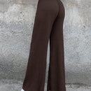 Cottnline pantalones informales minimalistas con nudo delantero de unicolor de algodon