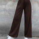 Cottnline pantalones informales minimalistas con nudo delantero de unicolor de algodon