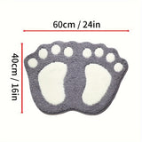 1 unidad de alfombra de baño de microfibra con huella de pata linda, alfombra antideslizante absorbente de 1,8m para baño, inodoro, ducha, cocina - Alfombra de decoración para el hogar, poliéster, lavable en máquina