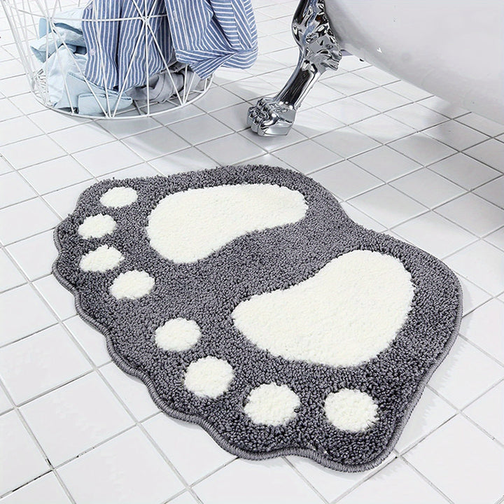 1 unidad de alfombra de baño de microfibra con huella de pata linda, alfombra antideslizante absorbente de 1,8m para baño, inodoro, ducha, cocina - Alfombra de decoración para el hogar, poliéster, lavable en máquina