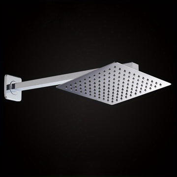 1PC Cabeza de ducha de lluvia cuadrada de acero inoxidable de 39,98 cm con brazo mural - No se necesita electricidad, Accesorio de ducha de baño durable, Plata