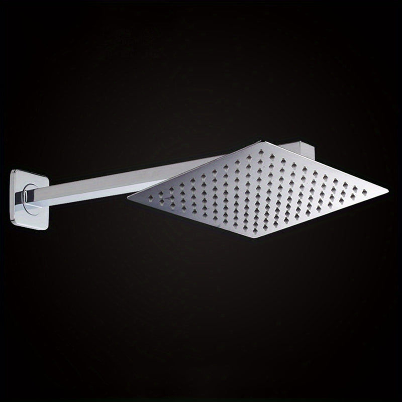 1PC Cabeza de ducha de lluvia cuadrada de acero inoxidable de 39,98 cm con brazo mural - No se necesita electricidad, Accesorio de ducha de baño durable, Plata