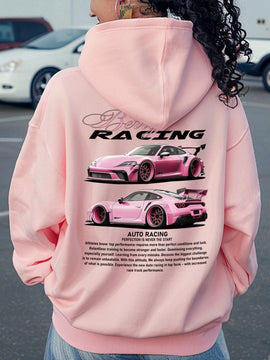 Camiseta informal con estampado, sudadera suelta con capucha, regalo para entusiastas de los autos, camiseta a juego con tematica de autos