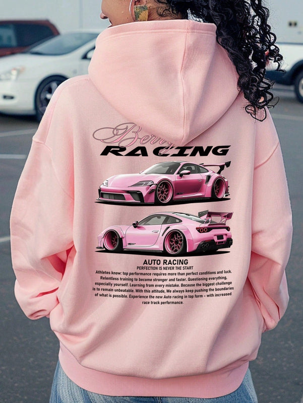 Camiseta informal con estampado, sudadera suelta con capucha, regalo para entusiastas de los autos, camiseta a juego con tematica de autos