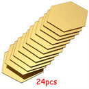 24 piezas de espejos hexagonales adhesivos, mosaicos dorados autoadhesivos, calcomanías para pared, decoración para el hogar, dormitorio, sala de estar, baño, DIY