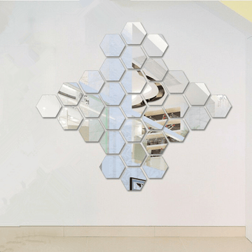 24 piezas de espejos hexagonales adhesivos, mosaicos dorados autoadhesivos, calcomanías para pared, decoración para el hogar, dormitorio, sala de estar, baño, DIY