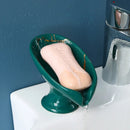 Soporte para Jabón de Cerámica de 1 Pieza - Diseño con Efecto Mármol en Forma de V y Agujeros de Drenaje, Organizador Blanco y Dorado para Encimera de Baño para Almacenamiento en la Ducha y el Lavabo