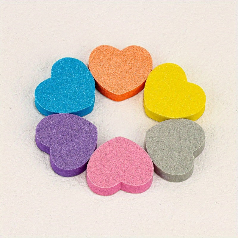 Mini lima de uñas en forma de corazón, herramienta de manicura sin formaldehído, tira de pulido de uñas de plástico no eléctrico, esponja de amor para uñas de las manos y los pies