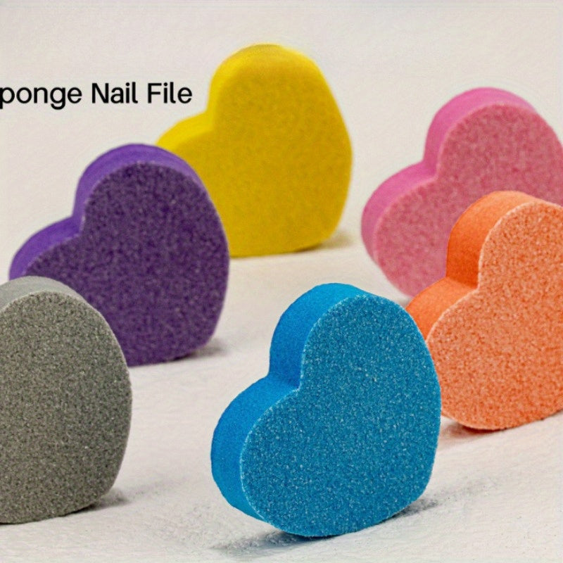 Mini lima de uñas en forma de corazón, herramienta de manicura sin formaldehído, tira de pulido de uñas de plástico no eléctrico, esponja de amor para uñas de las manos y los pies