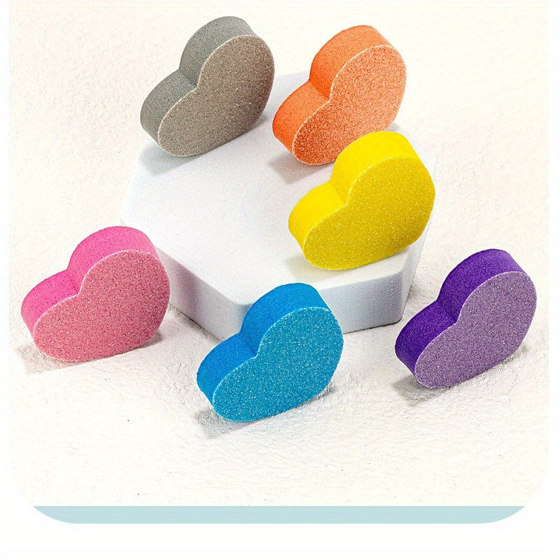 Mini lima de uñas en forma de corazón, herramienta de manicura sin formaldehído, tira de pulido de uñas de plástico no eléctrico, esponja de amor para uñas de las manos y los pies