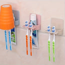 Soporte de Cepillos de Dientes Montado en la Pared que Ahorra Espacio - Sin Taladro, Organizador Multifuncional para Baño de Cepillos y Accesorios, Plástico Duradero