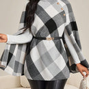 Lady abrigo de mujer de manga larga con cuello alto, botones dorados, estilo elegante para ocasiones casuales, de fiesta, boda, de oficina, en otono e invierno, en colores negro, blanco y gris, talla grande, nuevo.