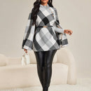 Lady abrigo de mujer de manga larga con cuello alto, botones dorados, estilo elegante para ocasiones casuales, de fiesta, boda, de oficina, en otono e invierno, en colores negro, blanco y gris, talla grande, nuevo.