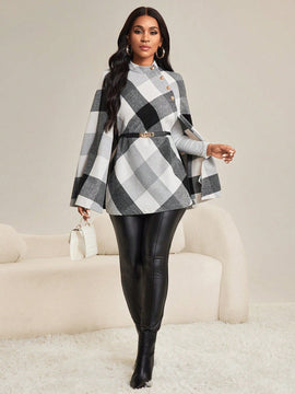 Lady abrigo de mujer de manga larga con cuello alto, botones dorados, estilo elegante para ocasiones casuales, de fiesta, boda, de oficina, en otono e invierno, en colores negro, blanco y gris, talla grande, nuevo.