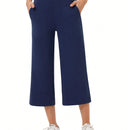 Yesfashion pantalones capri de pierna ancha para mujeres, de corte holgado, para yoga y ocio, con cintura elastica, a la altura de los tobillos y con bolsillos