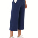 Yesfashion pantalones capri de pierna ancha para mujeres, de corte holgado, para yoga y ocio, con cintura elastica, a la altura de los tobillos y con bolsillos