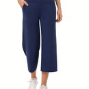 Yesfashion pantalones capri de pierna ancha para mujeres, de corte holgado, para yoga y ocio, con cintura elastica, a la altura de los tobillos y con bolsillos