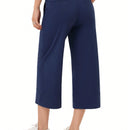 Yesfashion pantalones capri de pierna ancha para mujeres, de corte holgado, para yoga y ocio, con cintura elastica, a la altura de los tobillos y con bolsillos