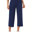 Yesfashion pantalones capri de pierna ancha para mujeres, de corte holgado, para yoga y ocio, con cintura elastica, a la altura de los tobillos y con bolsillos