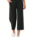 Yesfashion pantalones capri de pierna ancha para mujeres, de corte holgado, para yoga y ocio, con cintura elastica, a la altura de los tobillos y con bolsillos