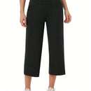 Yesfashion pantalones capri de pierna ancha para mujeres, de corte holgado, para yoga y ocio, con cintura elastica, a la altura de los tobillos y con bolsillos