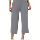 Yesfashion pantalones capri de pierna ancha para mujeres, de corte holgado, para yoga y ocio, con cintura elastica, a la altura de los tobillos y con bolsillos