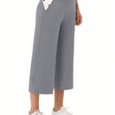 Yesfashion pantalones capri de pierna ancha para mujeres, de corte holgado, para yoga y ocio, con cintura elastica, a la altura de los tobillos y con bolsillos