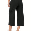 Yesfashion pantalones capri de pierna ancha para mujeres, de corte holgado, para yoga y ocio, con cintura elastica, a la altura de los tobillos y con bolsillos