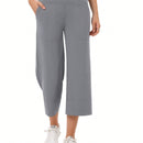 Yesfashion pantalones capri de pierna ancha para mujeres, de corte holgado, para yoga y ocio, con cintura elastica, a la altura de los tobillos y con bolsillos