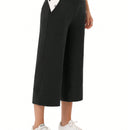 Yesfashion pantalones capri de pierna ancha para mujeres, de corte holgado, para yoga y ocio, con cintura elastica, a la altura de los tobillos y con bolsillos