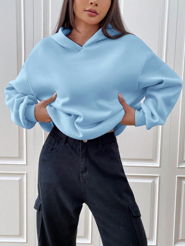 Ezwear sudadera con capucha de manga larga de unicolor con estampado de letra, uso casual diario