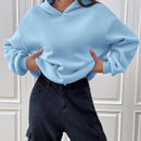 Ezwear sudadera con capucha de punto de manga larga con caida en los hombros y estampado de lema, otono/invierno para mujer
