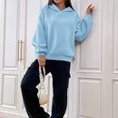 Ezwear sudadera con capucha de manga larga de unicolor con estampado de letra, uso casual diario