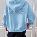 Ezwear sudadera con capucha de manga larga de unicolor con estampado de letra, uso casual diario