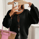 Frenchy cardigan de punto unicolor de color rosa palido con cinturon delantero, se puede usar sobre una camiseta