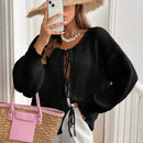 Frenchy cardigan de punto unicolor de color rosa palido con cinturon delantero, se puede usar sobre una camiseta