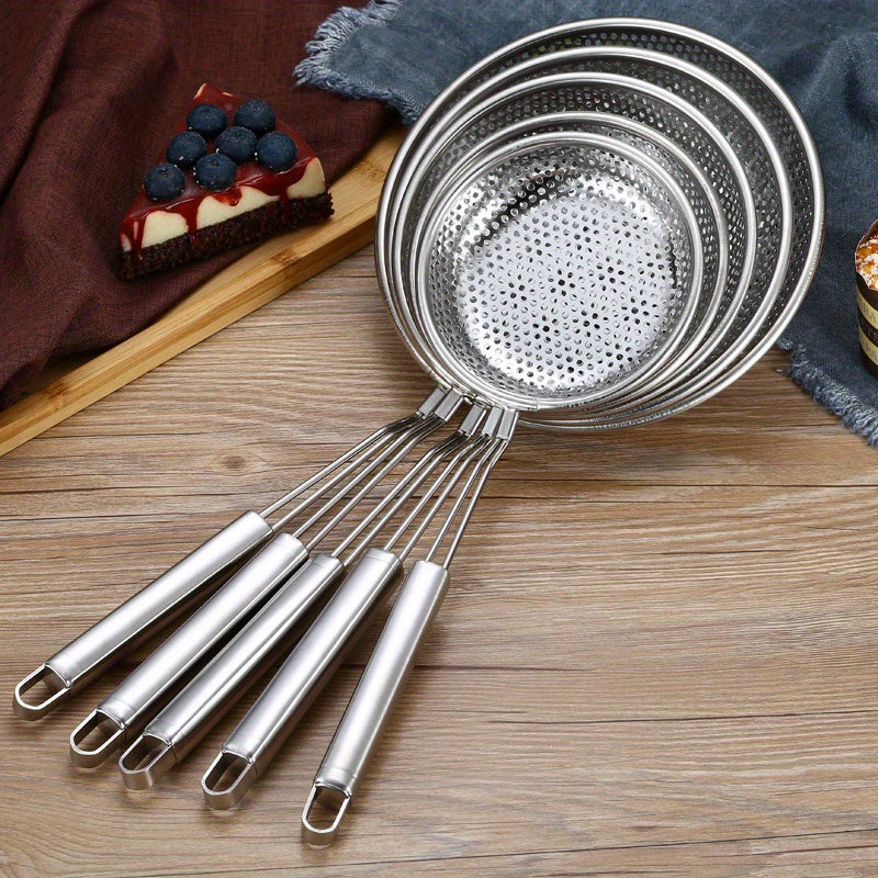 Juego de cucharones de acero inoxidable - Cucharas colador duraderas con mangos largos - Juego de utensilios de cocina esenciales