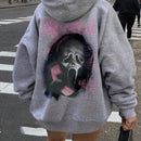 Ezwear sudadera informal tipo streetwear con lema, con corte holgado, estampado negro y rosa, para mujer, otono invierno