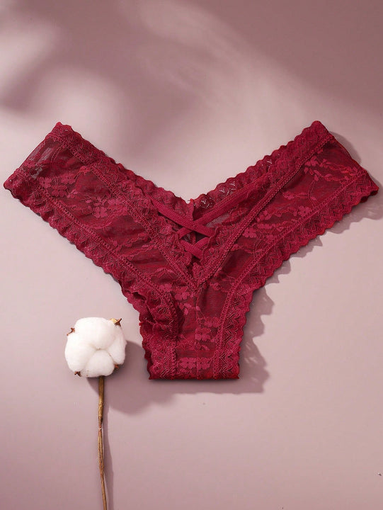4/piezas tanga sexy para mujer, con diseno de flores pequenas calado y tirantes cruzados de encaje, ropa interior sexy