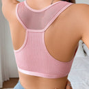 1 pieza de ropa interior de mujer con malla rosa, costura hueca, sujetador camiseta sexy
