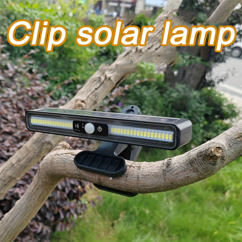 Linterna Solar de Clip Ultra Brillante con Sensor de Movimiento - 1200mAh, Alimentación Solar para Iluminación Eficiente en Jardines, Vallas y Decoración | Diseño Moderno y Duradero