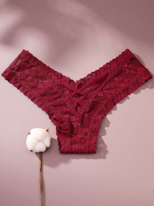 4/piezas tanga sexy para mujer, con diseno de flores pequenas calado y tirantes cruzados de encaje, ropa interior sexy