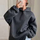 Dazy sudadera con capucha de franela holgada con estampado de lema, de hombros caidos, para mujeres, otono/invierno