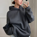 Dazy sudadera con capucha de franela holgada con estampado de lema, de hombros caidos, para mujeres, otono/invierno