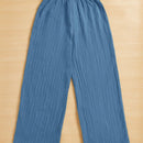 Essnce pantalones casuales de pernera ancha de 7/8 con textura y cintura anudada de unicolor para mujer