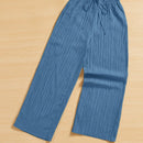 Essnce pantalones casuales de pernera ancha de 7/8 con textura y cintura anudada de unicolor para mujer