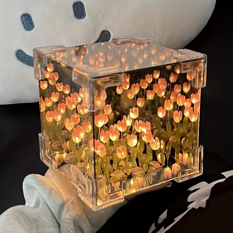 Kit de luz nocturna de tulipán DIY, funciona con pilas, decoración inteligente para el hogar, ideal para dormitorios y regalos para el día de San Valentín, cumpleaños, Halloween, Navidad y Año Nuevo